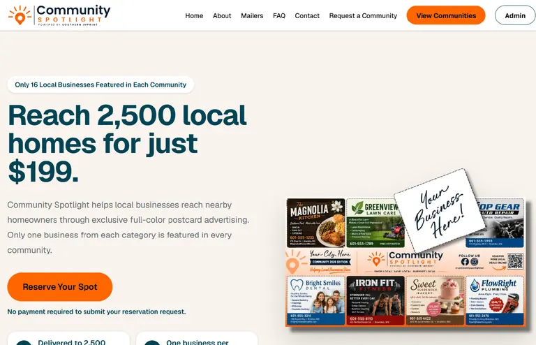 Community Spotlight local advertising website designed by LaChute Designs