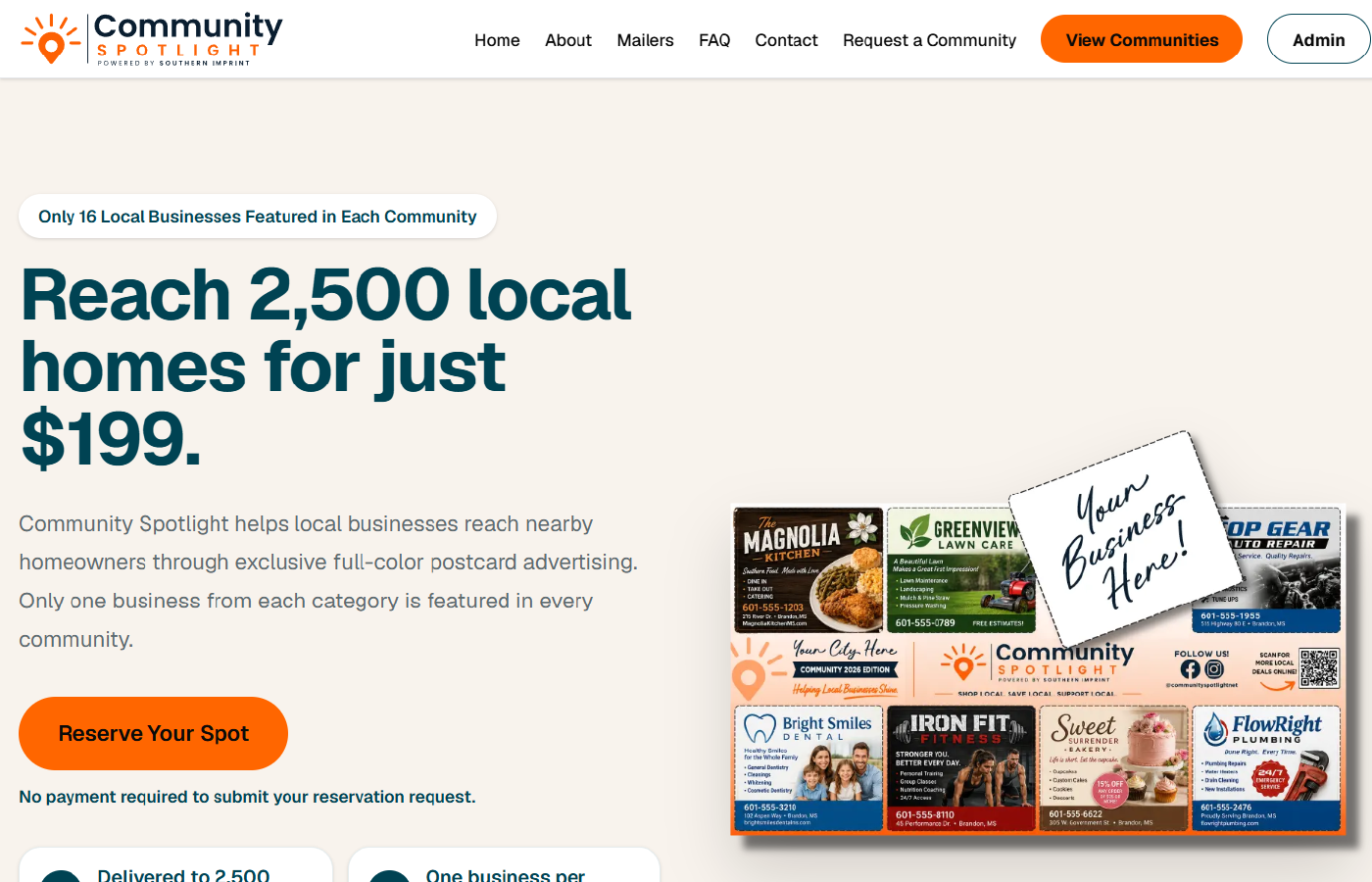Community Spotlight small business advertising website designed by LaChute Designs