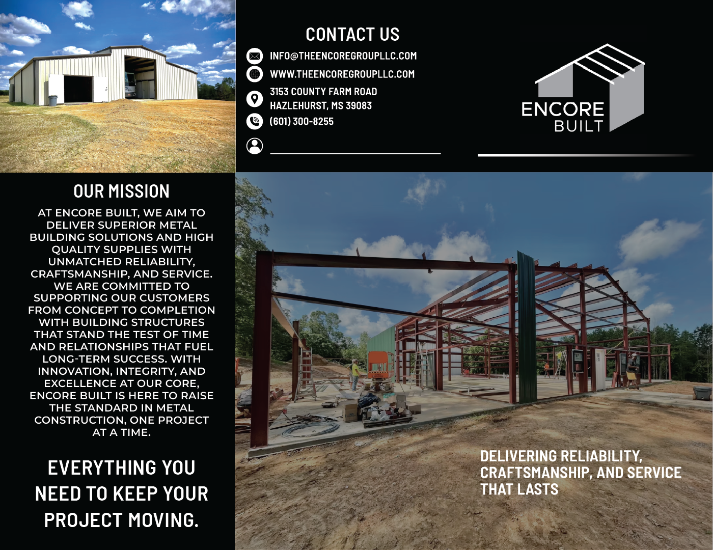 Encore Built construction marketing and print design by LaChute Designs