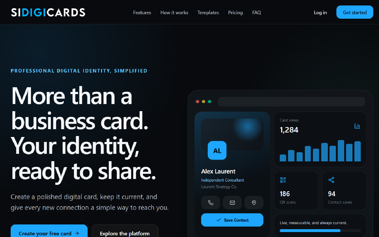 SIDigiCards digital business card web application designed by LaChute Designs